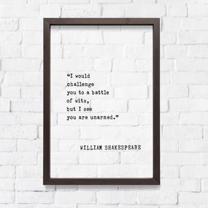 Shakespeare Quote Wall Art - &quot;I Would Challenge You to a Battle of Wits&quot; Floating Humor Comedy Decor