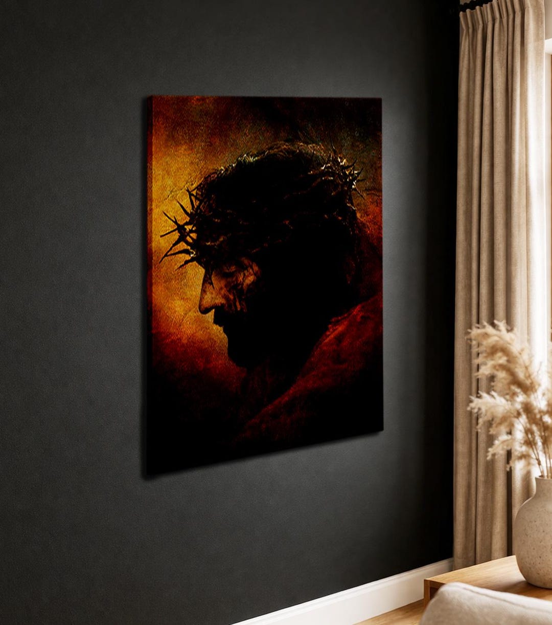 Jesus Christ Crown of Thorns Canvas Wall Art Religious Painting ...