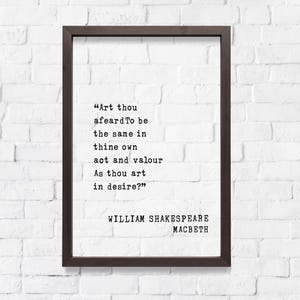 Macbeth Quote Art Print – Shakespeare Floating Quote Wall Decor – “Art thou afeard” Mindset Inspiration Gift