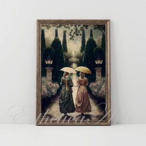 VINTAGE PRINT 19th Century | Two elegant women | Printable wall art | Printable wall decor