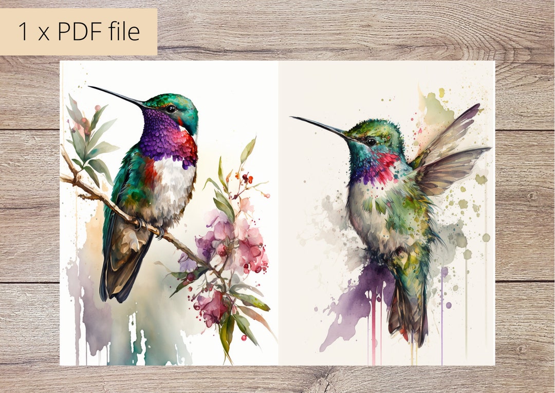 Happy Birthday Printable Card | Hummingbirds Watercolor Printable ...