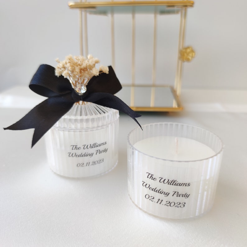 Personalized Wedding Candle Favors: Ribbon & Text Customizable - Etsy
