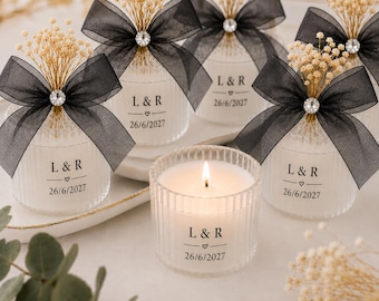 Velas personalizadas, recuerdos de boda, despedida de soltera, flores secas, obsequios para fiestas