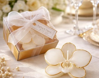 Gilded Orchid Candle Wedding Favor, Bridal Shower Gift
