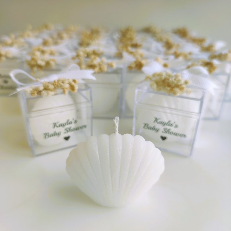 Wedding Candle Favors, Seashell Wedding Favor, Baby Shower Favors, Personalized Candle Favors, Wedding Favors for Guest, Baptism gifts image 2