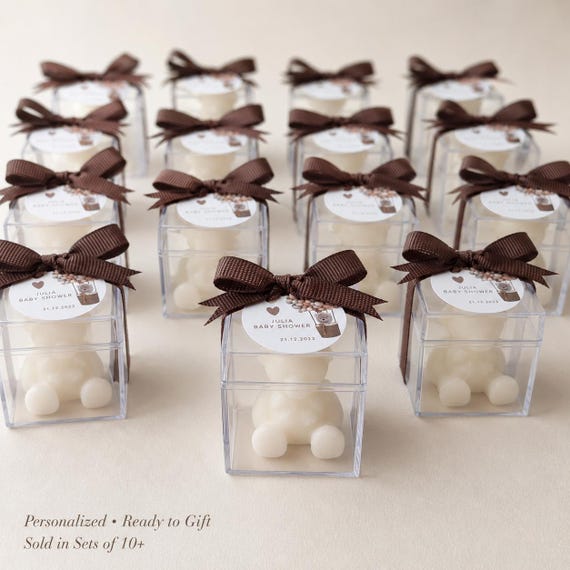 Personalized Teddy Bear Candle Favors for Baby Shower, Baptism & Christening