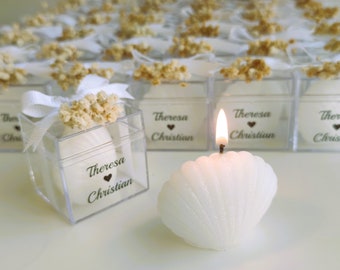 Personalized Sea Shell Candle: Perfect Wedding Favor & Baptism Gift
