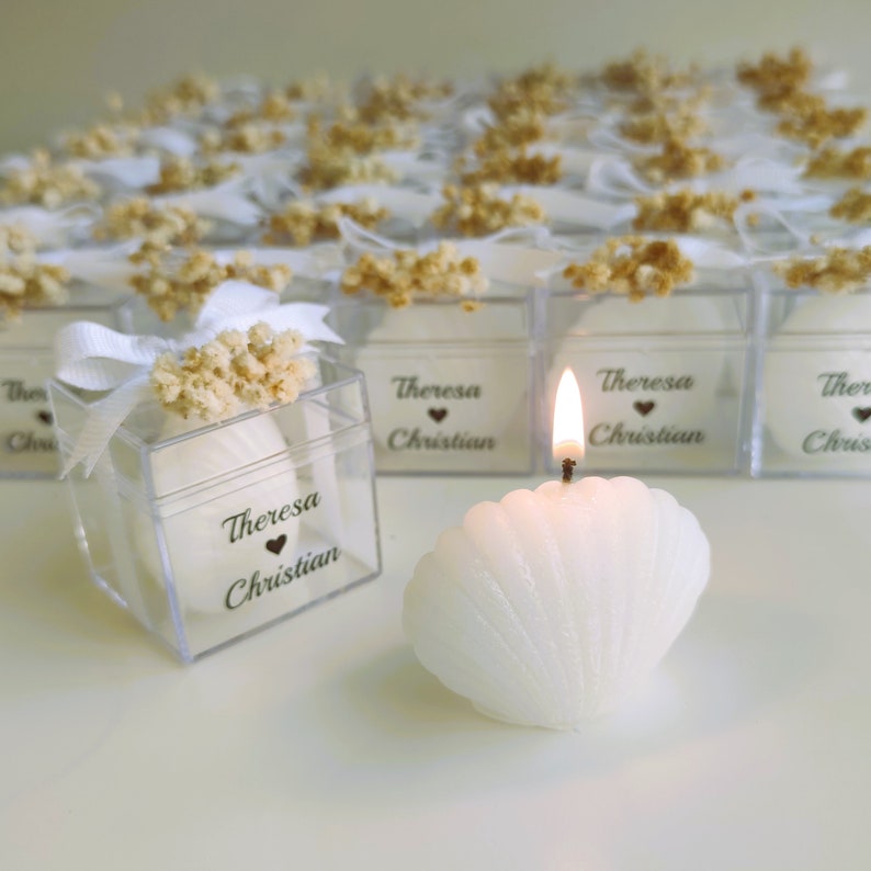 Wedding Candle Favors, Seashell Wedding Favor, Baby Shower Favors, Personalized Candle Favors, Wedding Favors for Guest, Baptism gifts image 3
