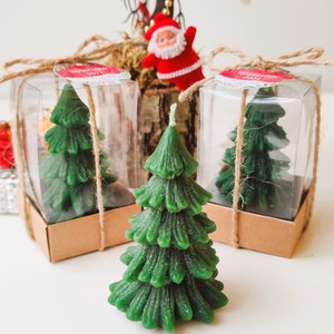 Candele di Natale, candela di Natale, candela dell'albero di Natale, candela dell'albero di pino, regalo di Natale, bomboniere di Natale personalizzate, tavola di Natale