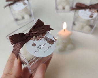 Teddy Bear Candle, Personalized Baby Shower Favors
