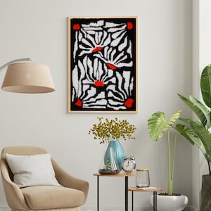 Handmade Tufted Wall Art With Wooden Frame Daisy Wall Decor