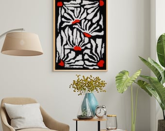 Handgemachte getuftete Wandkunst mit Holzrahmen Daisy Wall Decor