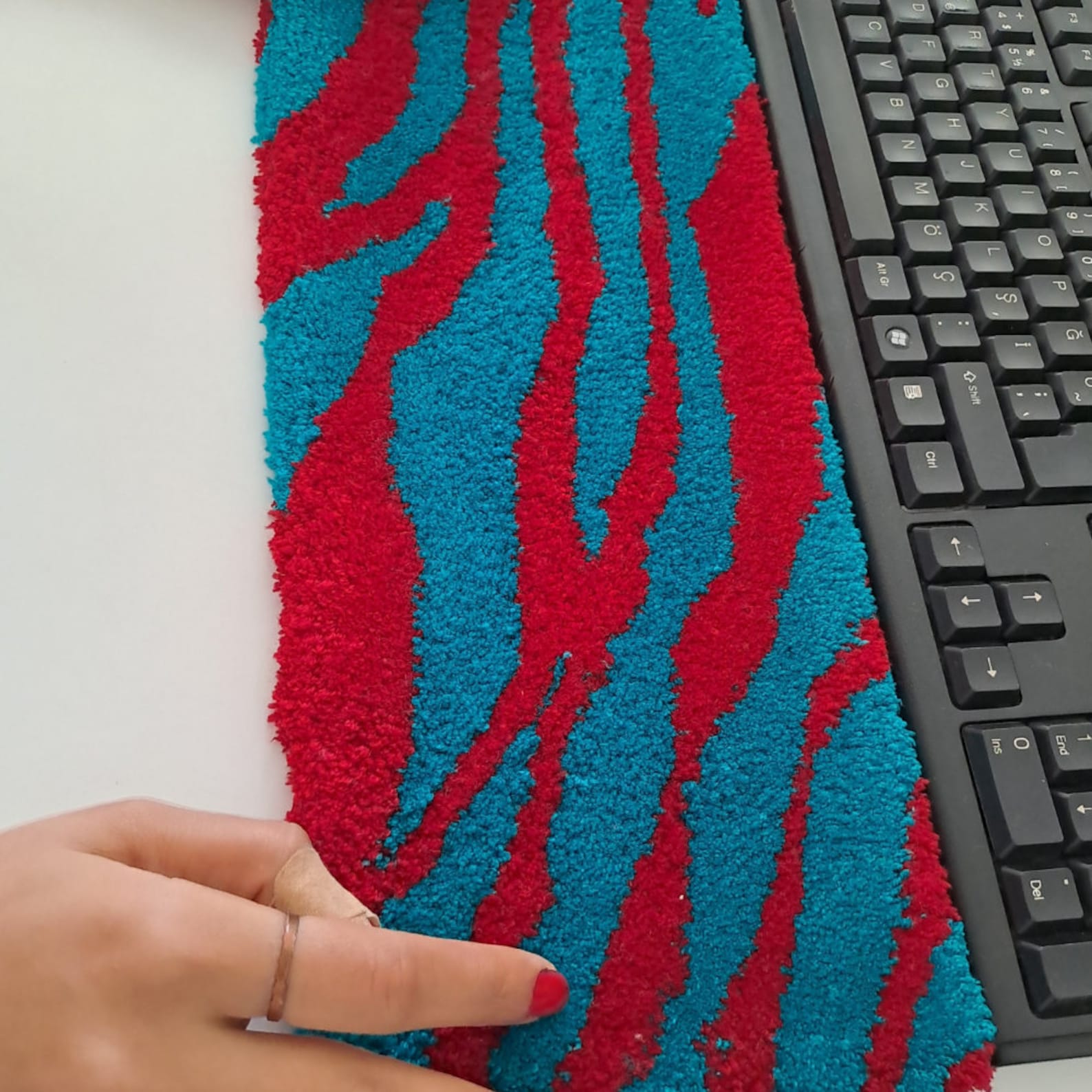Keyboard Rug Cardinal Red and Turquoise Blue Soft Touch Rug - Etsy