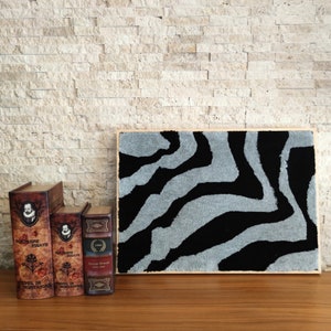 Tufted Wall Art With Wooden Frame Abstract Waves