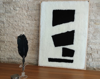 Arte da parete trapuntata con cornice in legno geometrica astratta