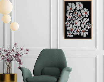 Handgemachte Tufted Wandkunst mit Holzrahmen Daisy Wandbehang