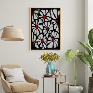 Handmade Tufted Wall Art With Wooden Frame Wall Decor Daisy