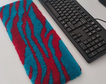 Keyboard Rug Cardinal Red and Turquoise Blue Soft Touch Rug