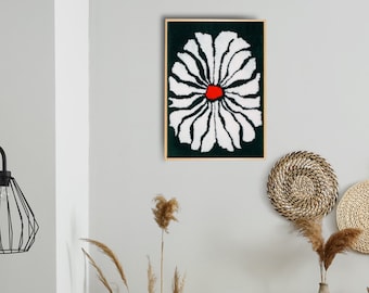Arte da parete astratta trapuntata fatta a mano con decorazione da parete con cornice in legno Margherita