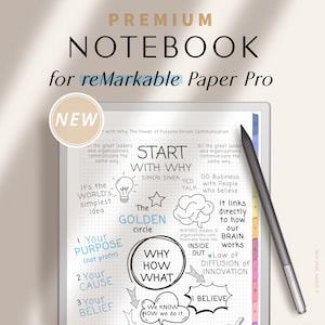 Remarkable Paper Pro Notebook / Linked Notebook for Remarkable Paper Pro, Remarkable 2 / Note Templates /  Remarkable Note Taking Templates