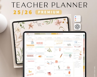 Digital Teacher Planner AUGUST 2025 – JULY 2026 DATED, Lesson Academic Planner, for Goodnotes iPad with ChatGPT Tool