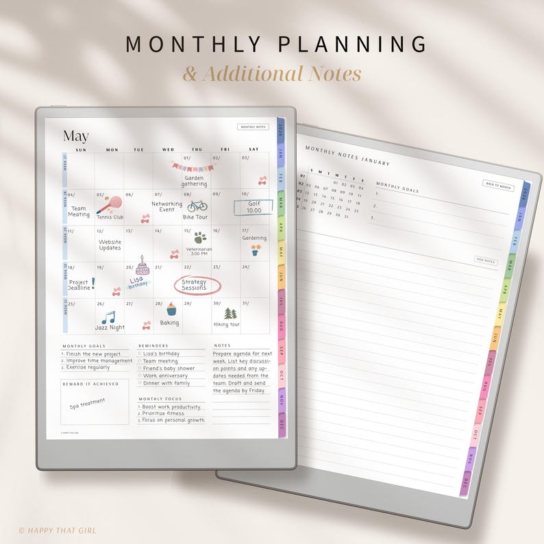 Productivity Planner 2026 & 2027 for reMarkable Paper Pro / Digital Planner for reMarkable 1, 2, and Paper Pro / reMarkable Calendar image 4