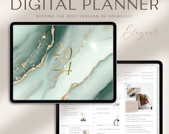 2024 Digital Planner Elegant / Daily, Weekly & Monthly Planner / Dated Digital Planner / iPad Planner / GoodNotes Planner / Sage Green