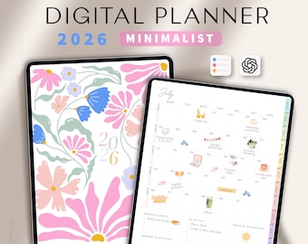 Digital Planner 2026 for iPad | Dated Digital Planner | GoodNotes Planner Minimalist