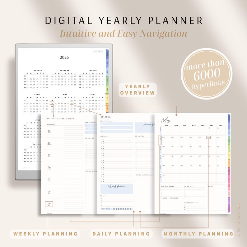 Yearly Planner 2026 for Remarkable Paper Pro / Digital Planner for ...