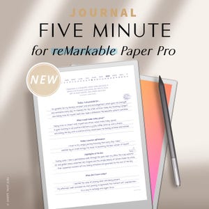Remarkable Paper Pro Five Minute Journal / Journal for reMarkable 1, 2, and Paper Pro / reMarkable Mental Health Journal / Gratitude Journal
