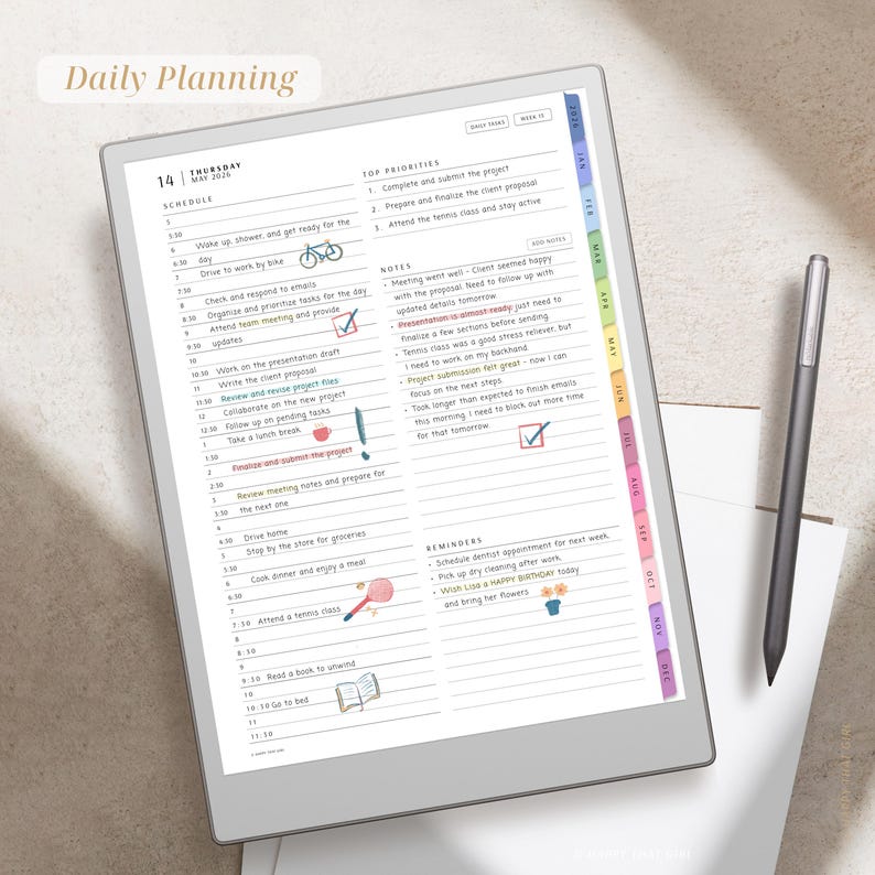 Productivity Planner 2026 & 2027 for reMarkable Paper Pro / Digital Planner for reMarkable 1, 2, and Paper Pro / reMarkable Calendar image 6