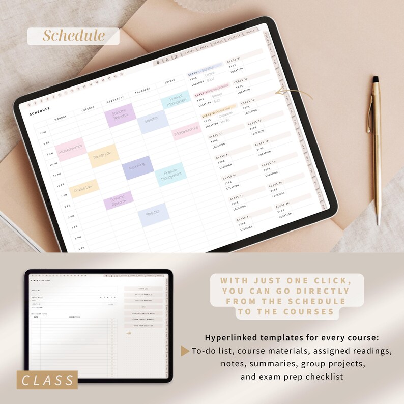 Digital Student Planner 2025 2026 Pink | Academic iPad Planner With ...