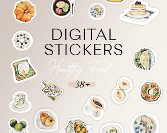 Healthy Food Digital Stickers | Meal Planner Stickers | Watercolor Food Stickers | GoodNotes Stickers | iPad Planner Stickers