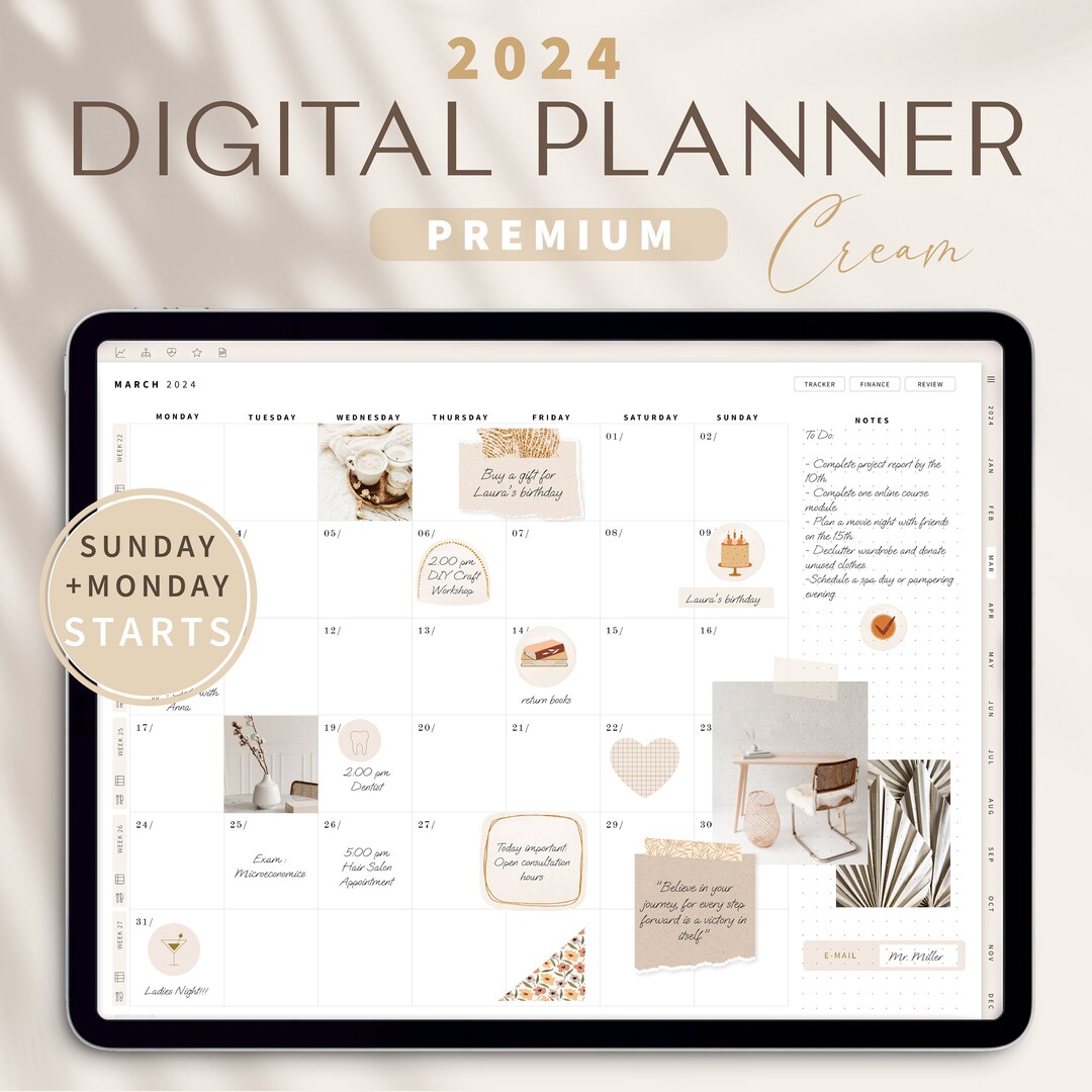 2024 Digital Planner Premium / Daily, Weekly & Monthly Planner / Dated ...