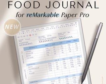 Food Journal for Remarkable Paper Pro / Weight Loss Journal for Remarkable 2 / Food Diary / Calorie and Nutrient Tracker