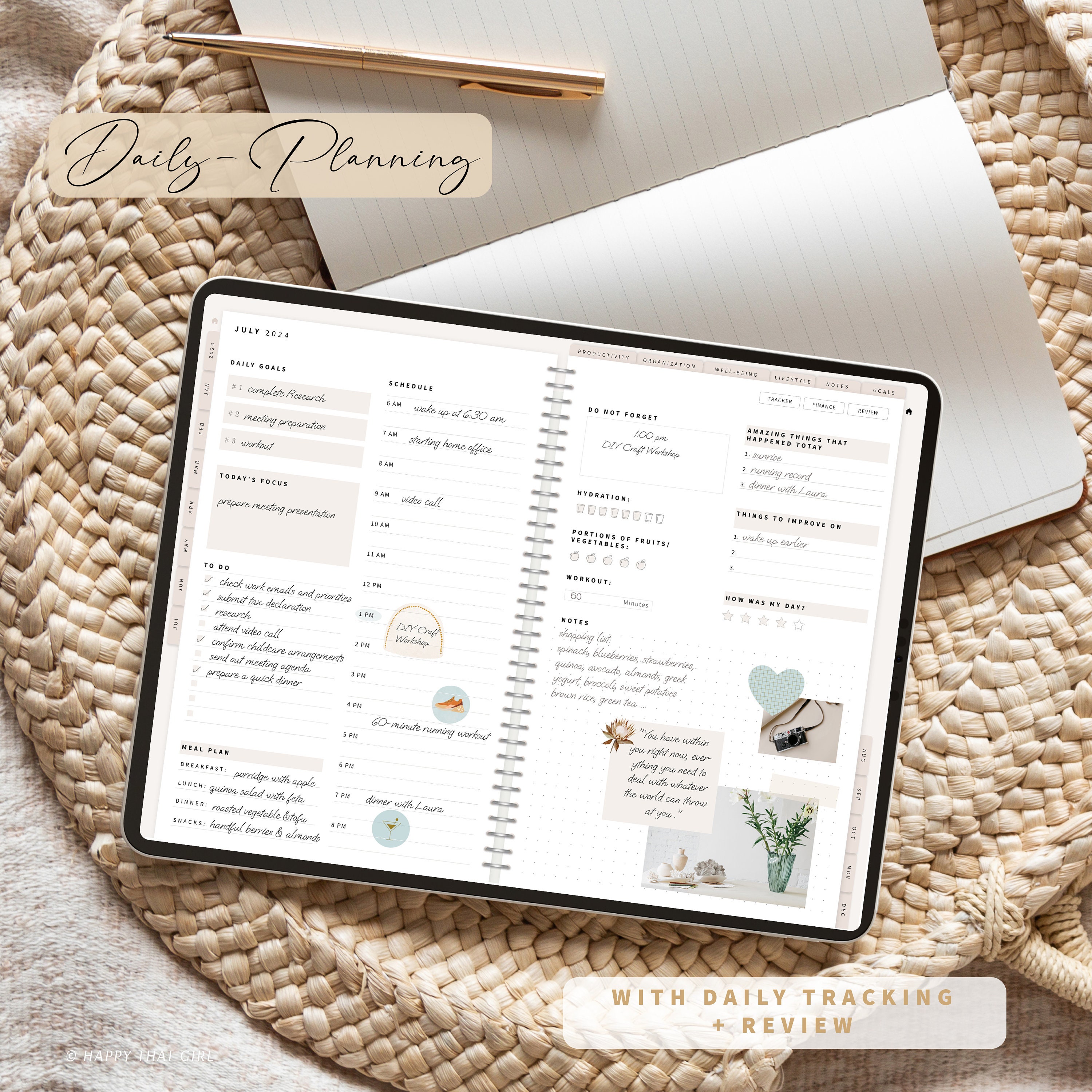 2025 2025 Digital Planner / Daily, Weekly & Monthly Planner / Dated