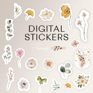 Floral Aesthetic DIGITAL STICKERS | GoodNotes Stickers | Flowers | Planner Stickers | Aesthetic Stickers | Digital Planner Stickers | iPad
