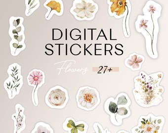 Floral Aesthetic DIGITAL STICKERS | GoodNotes Stickers | Flowers | Planner Stickers | Aesthetic Stickers | Digital Planner Stickers | iPad