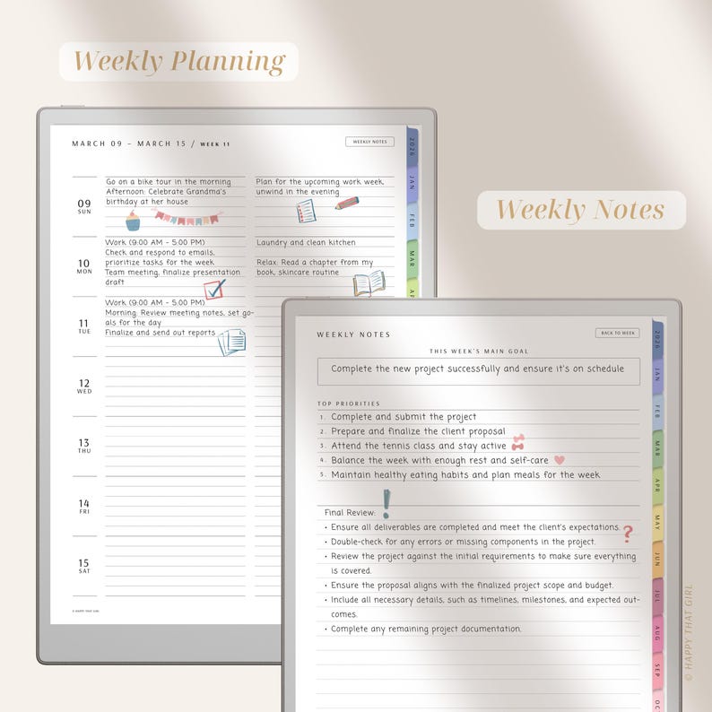 Productivity Planner 2026 & 2027 for Remarkable Paper Pro / Digital ...