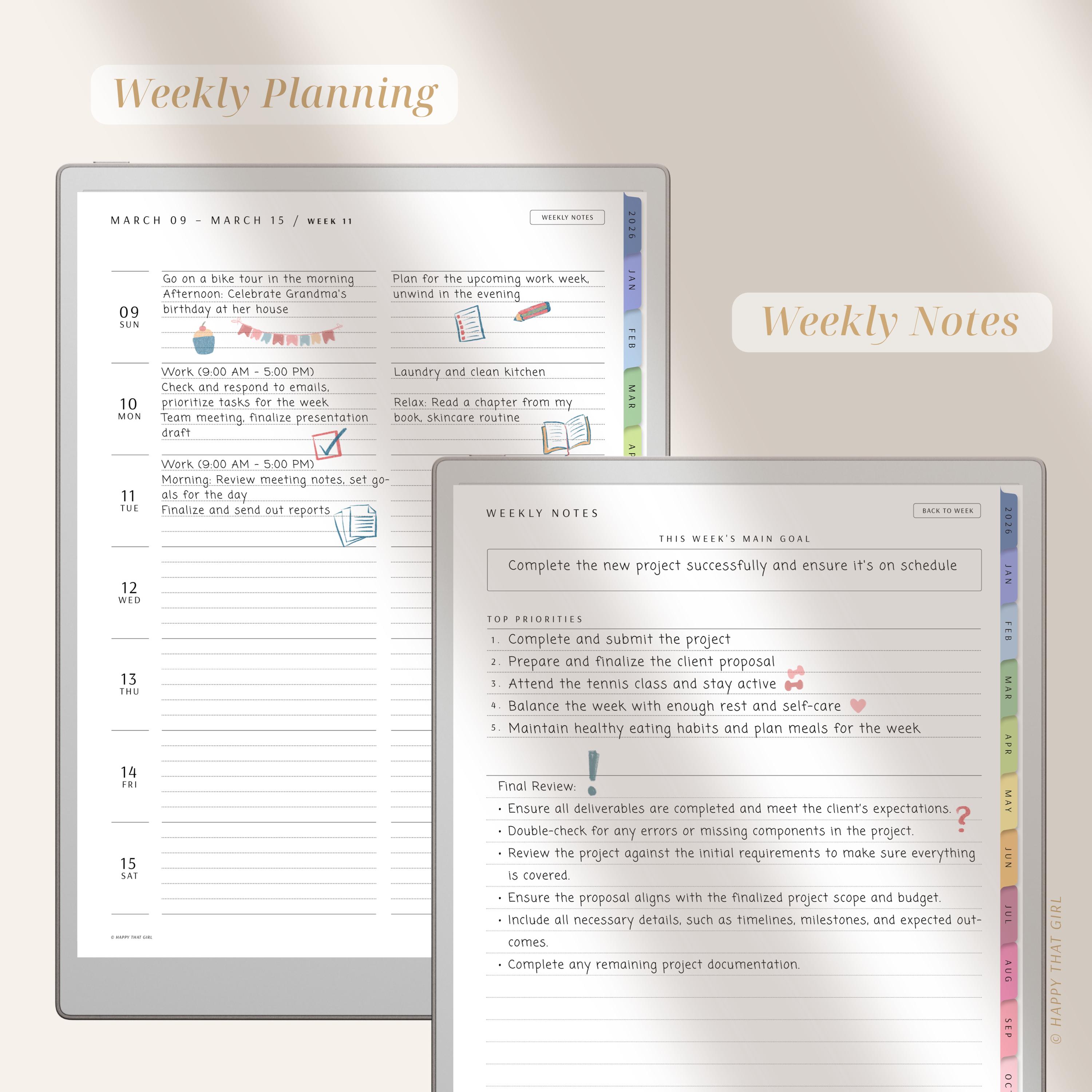 Productivity Planner 2026 & 2027 for Remarkable Paper Pro / Digital ...