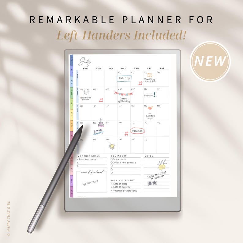 Yearly Planner 2027 for Remarkable Paper Pro / Digital Planner for ...