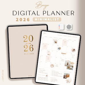 Digital Planner 2026 for iPad | Dated Digital Planner | GoodNotes Planner Minimalist
