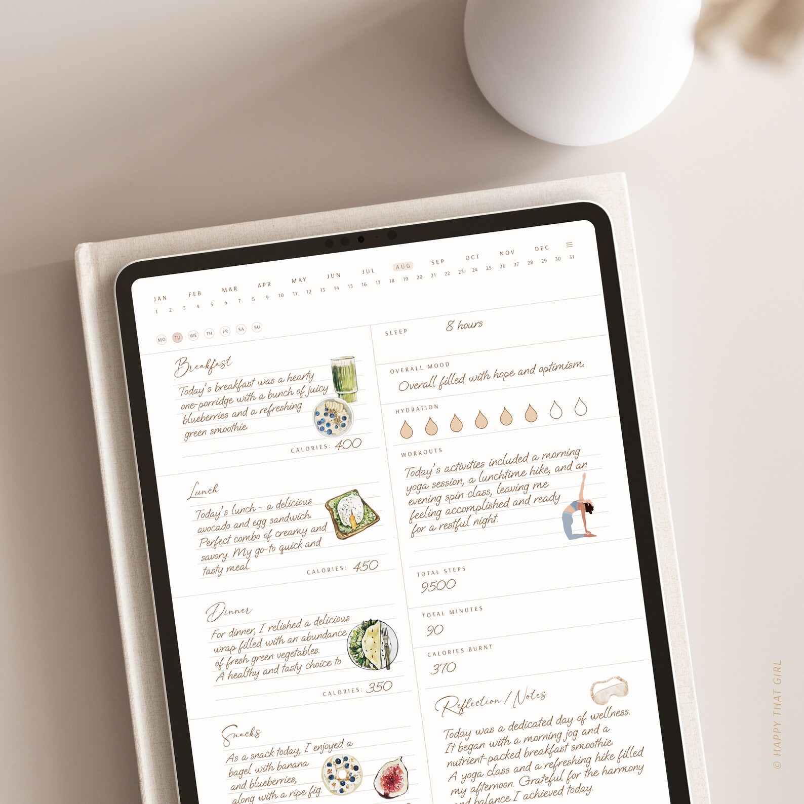 Daily Food Journal / Daily Food Diary / iPad Calorie Tracker / Goodnotes Daily Planner / Self ...