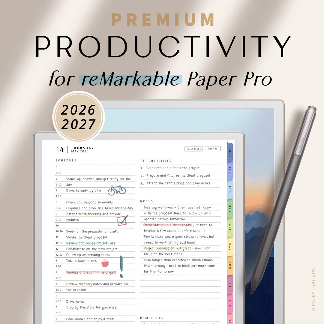 Productivity Planner 2026 & 2027 for Remarkable Paper Pro / Digital ...