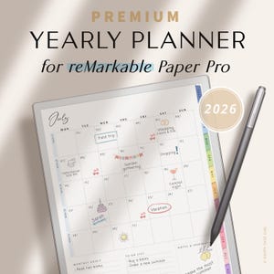 Yearly Planner 2026 for reMarkable Paper Pro / Digital Planner for reMarkable 1, 2, and Paper Pro / reMarkable Calendar Colorful