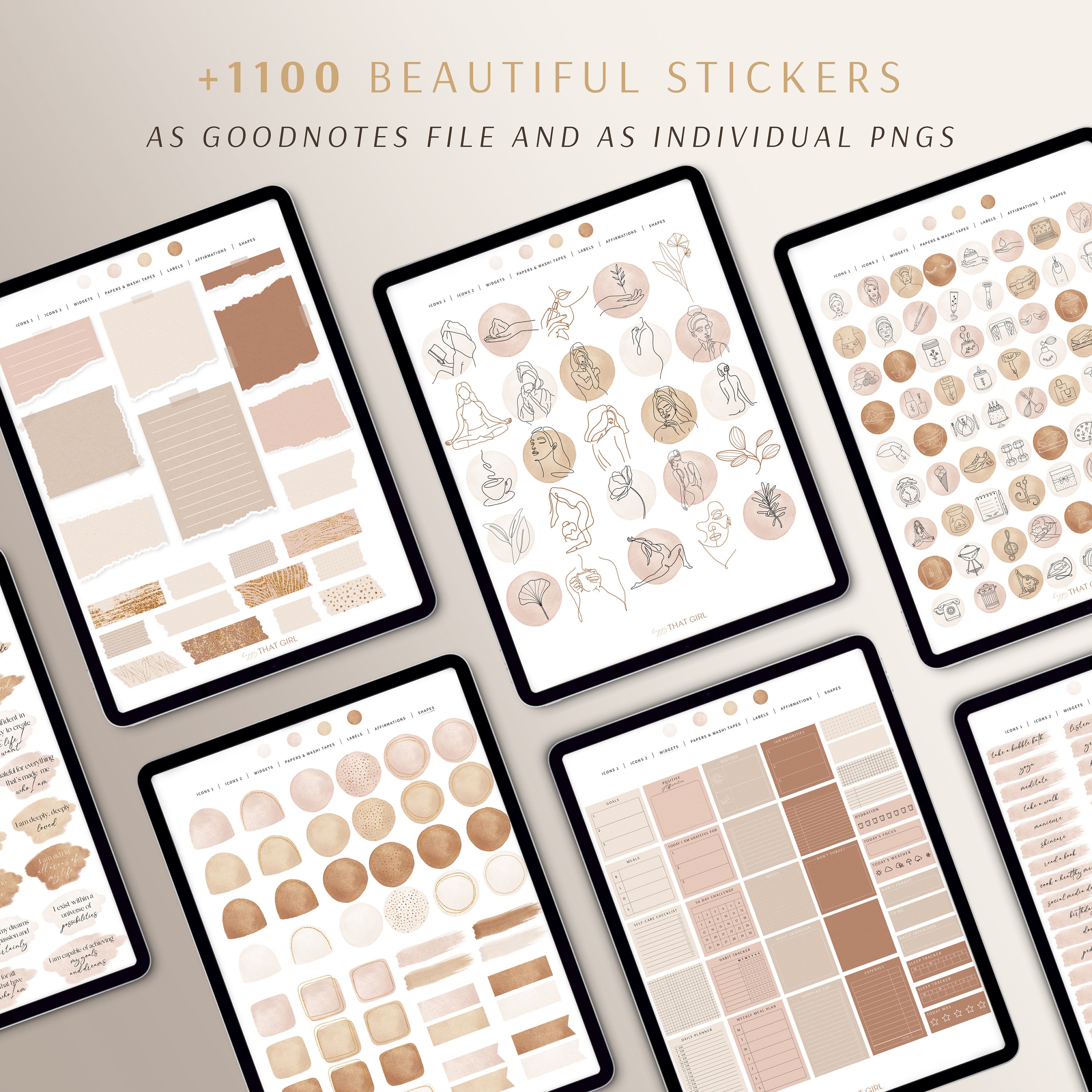 Digital Stickers LINE ART / Digital Planner Stickers / Precropped Self ...