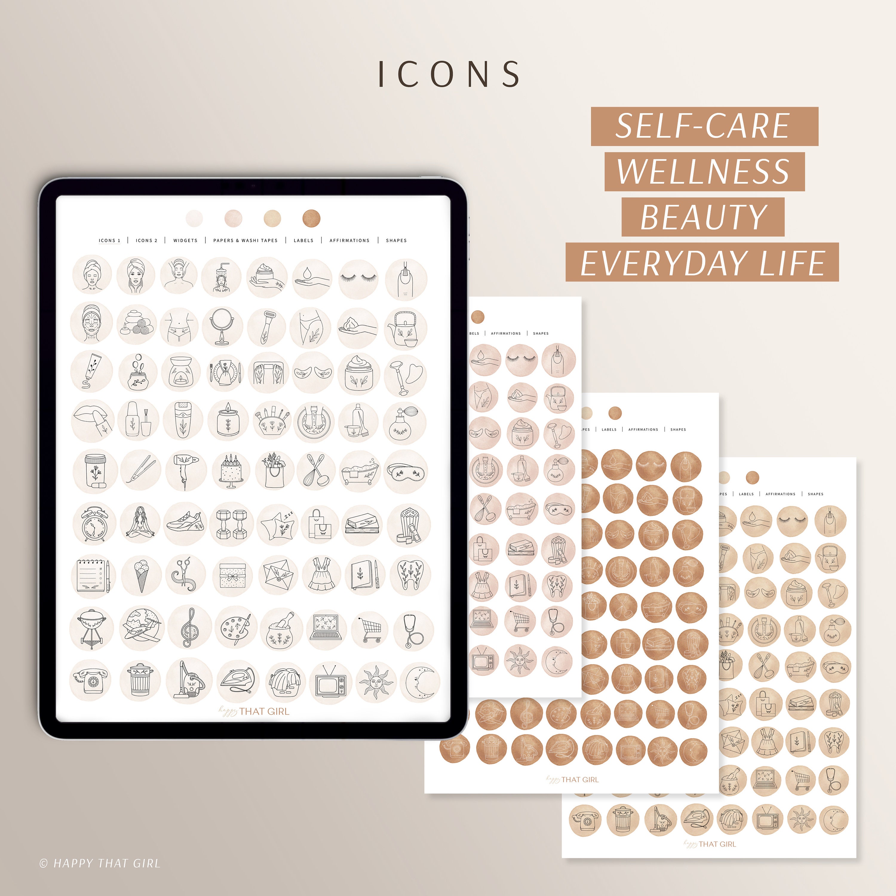 Digital Stickers LINE ART / Digital Planner Stickers / Precropped Self ...