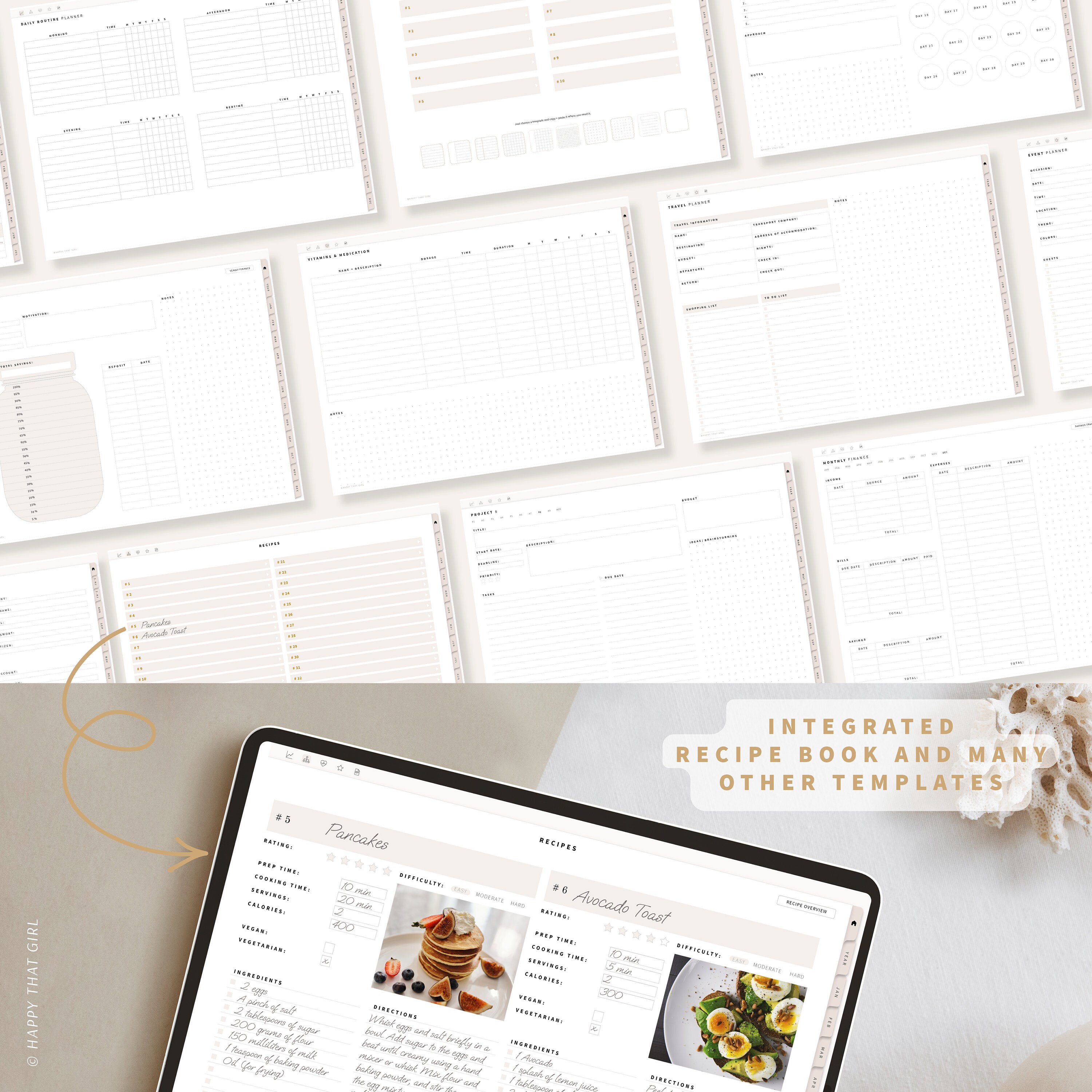 Undated Digital Planner / Daily Planner / Notability Planner / iPad ...