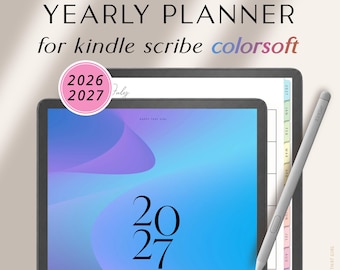 Yearly Planner 2026 & 2027 for Kindle Scribe Colorsoft 2026–2027 | Hyperlinked PDF Yearly Planner  |  Digital Calendar Colorful