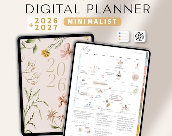 2026 2027 Digital Planner Minimalist / Daily, Weekly & Monthly Planner / Dated Digital Planner / iPad Planner / Planner GoodNotes / Portrait